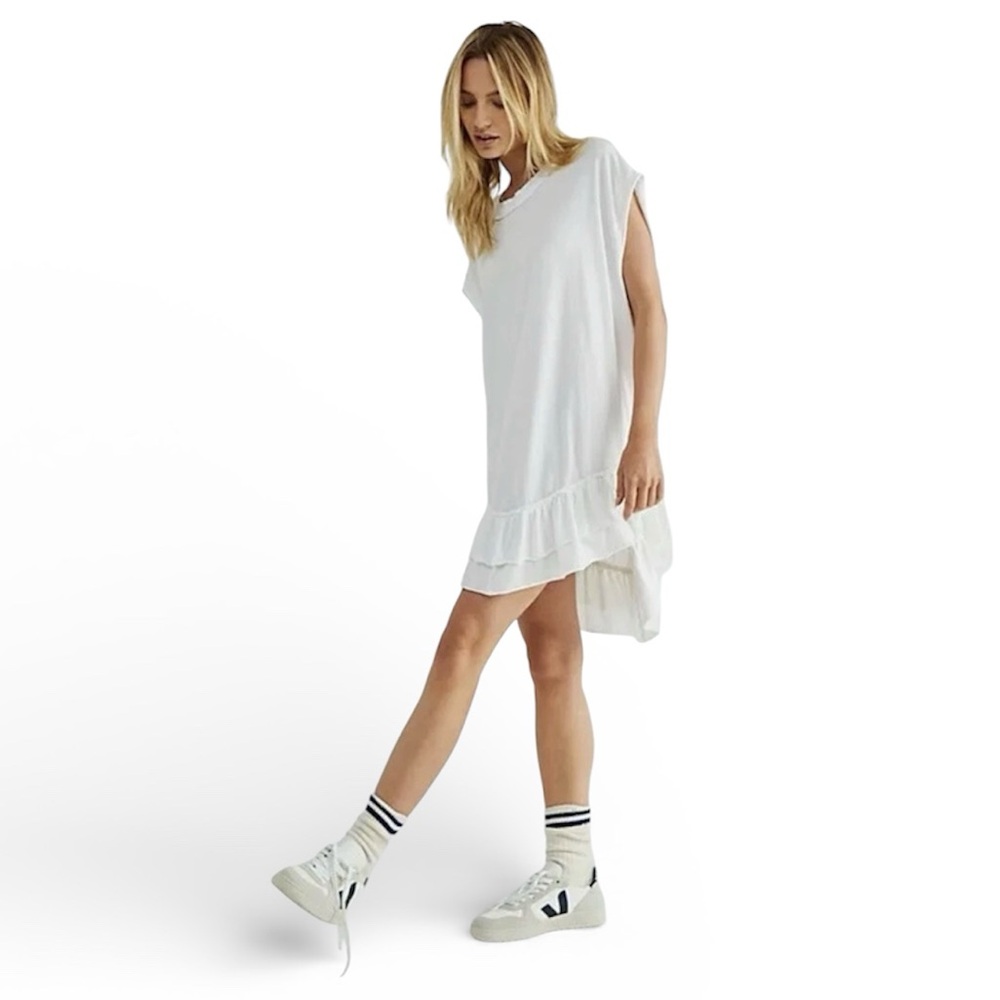 NEW Free People Better Yet Oversized Tunic Tee Top White Size Large